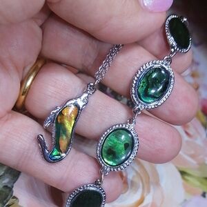 Elegant Faux Abalone Bundle Bracelet And Necklace
